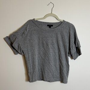 J. Crew Heather Gray Ruffle Sleeve Tee